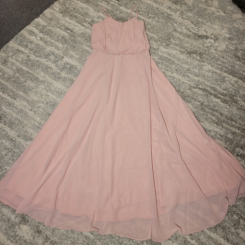 Pink long party dress size Small/medium. Waist 15".